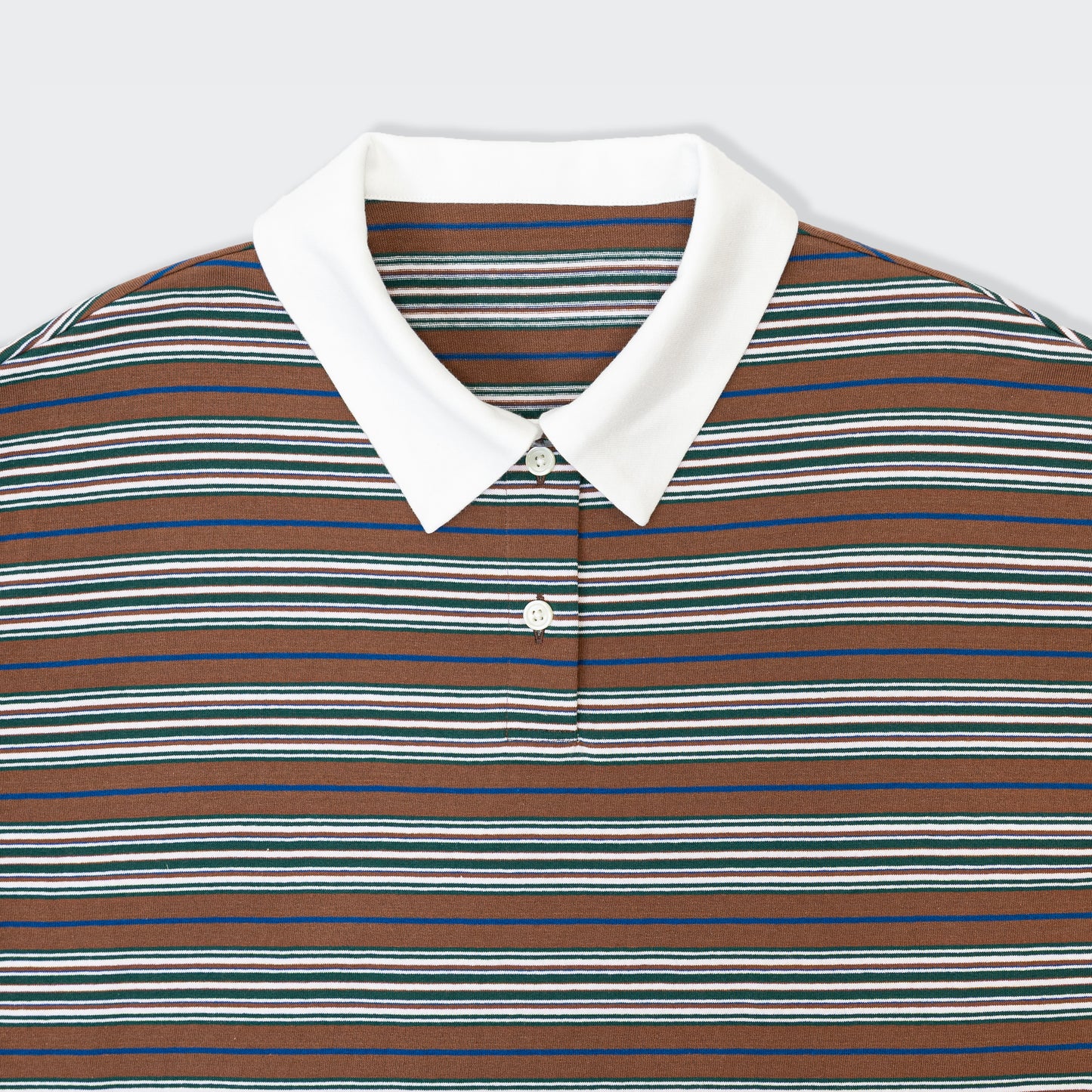 ポロ衿ボーダーロングシャツ