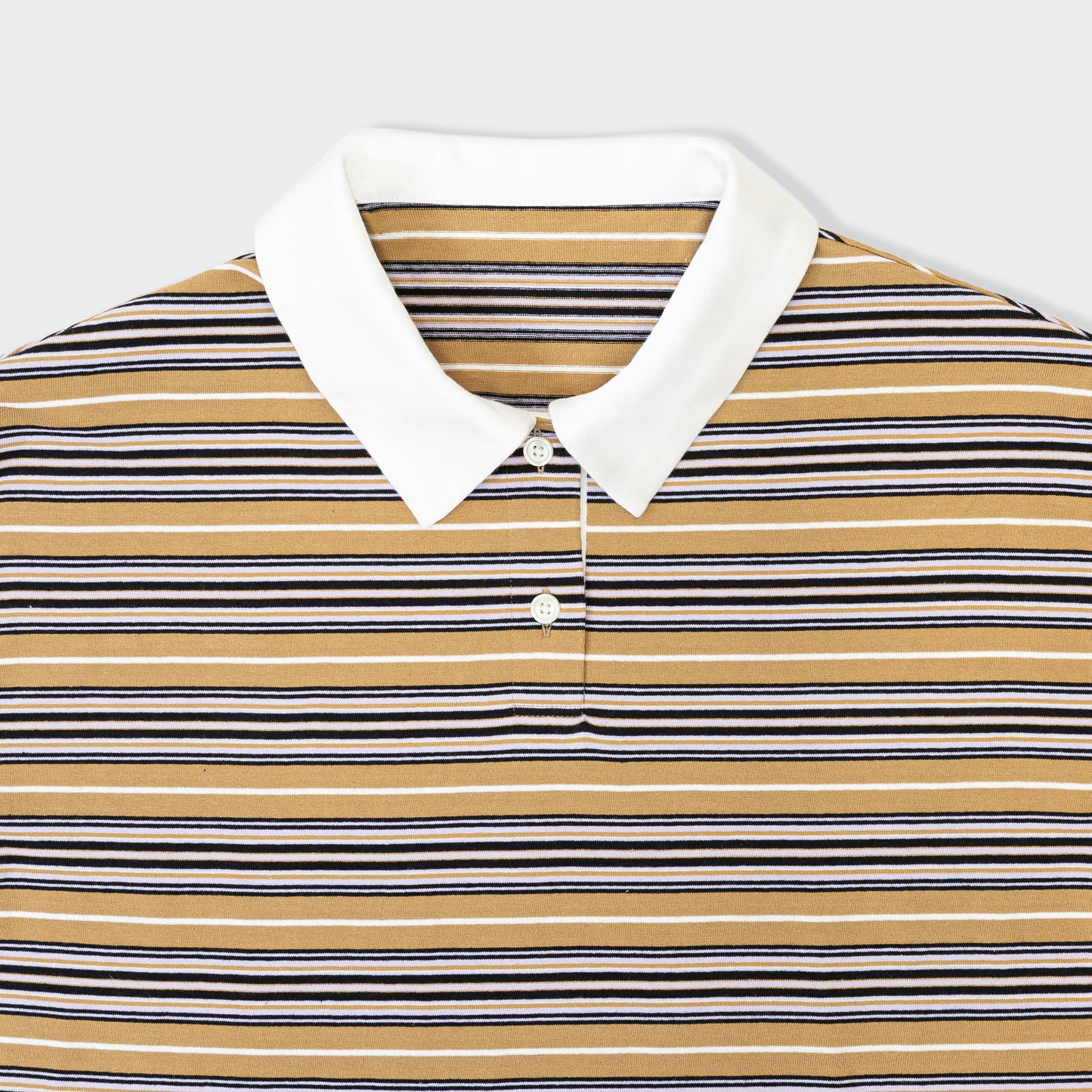 ポロ衿ボーダーロングシャツ