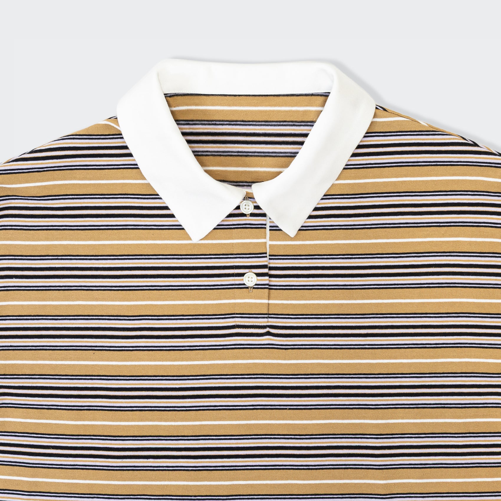 ポロ衿ボーダーロングシャツ