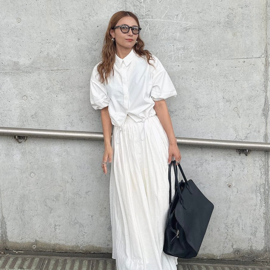 ボリュームスリーブドロストショートシャツ