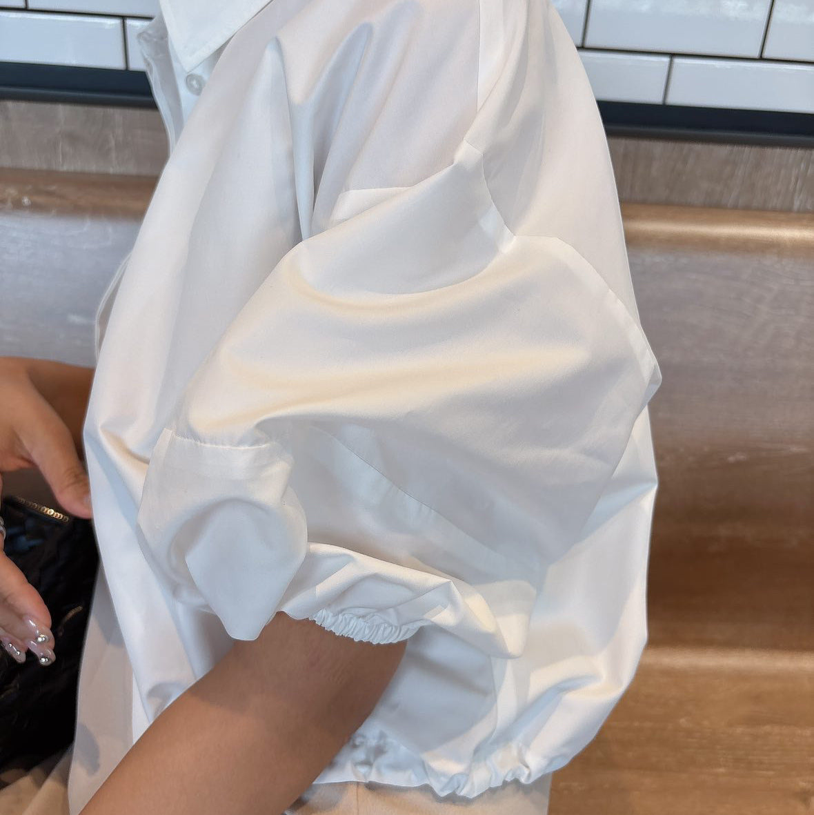 ボリュームスリーブドロストショートシャツ