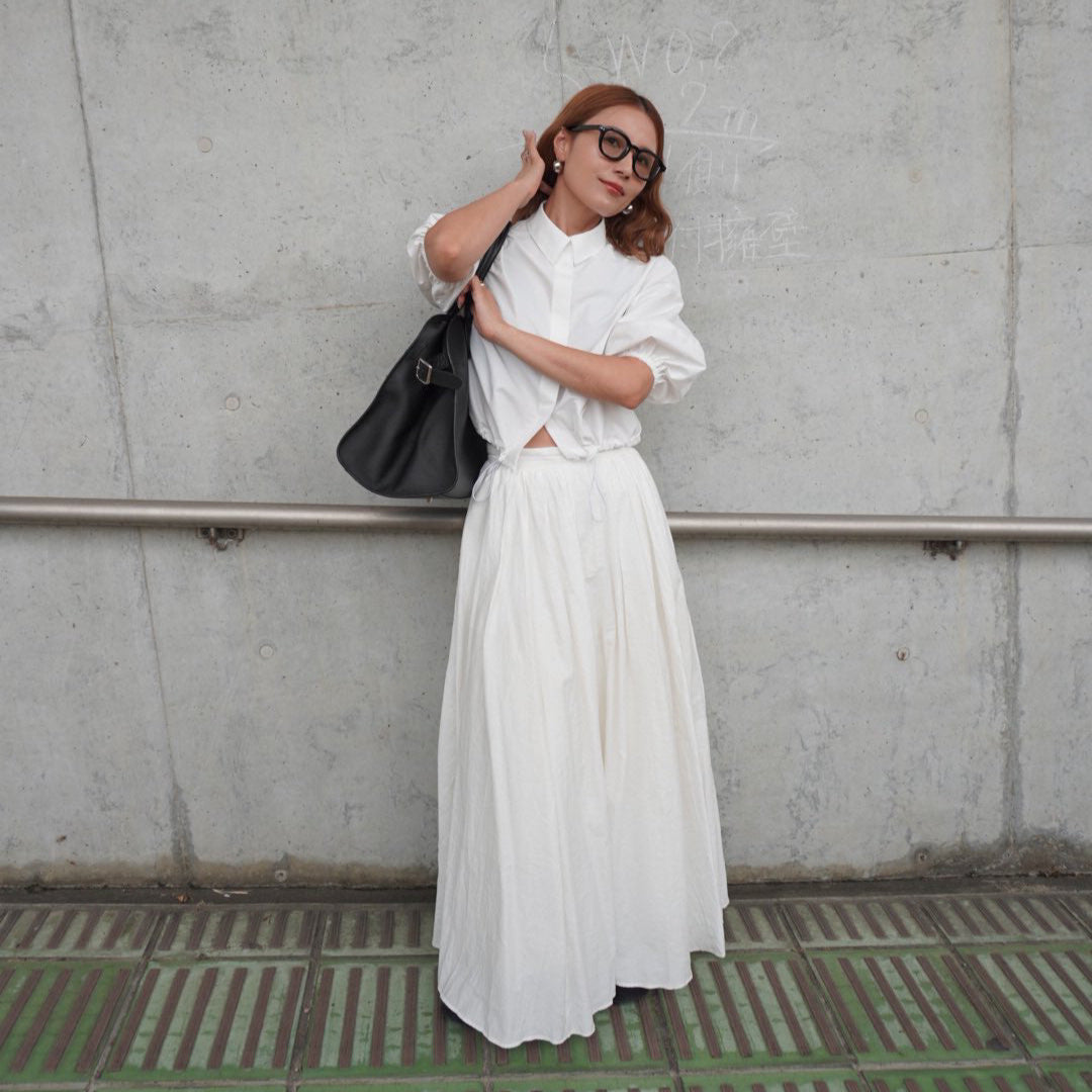 ボリュームスリーブドロストショートシャツ